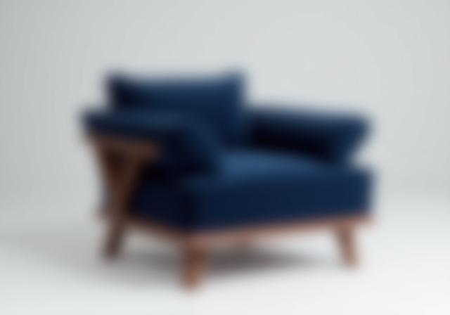 Handcrafted custom lounge chair with wood frame